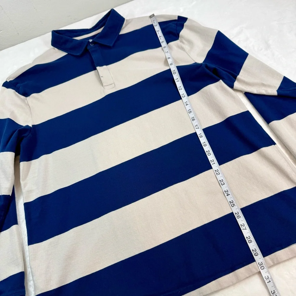 Southern Proper Rugby‎ Shirt Mens XL Tall Navy Tan Long Sleeve Quiet Luxury